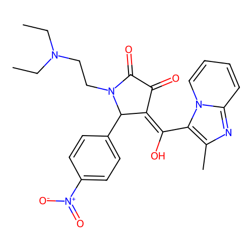 (4E)-1-(2-diethylaminoethyl)-4-[hydroxy-(2-methylimidazo[1,2-a]pyridin-3-yl)methylidene]-5-(4-nitrophenyl)pyrrolidine-2,3-dione structure