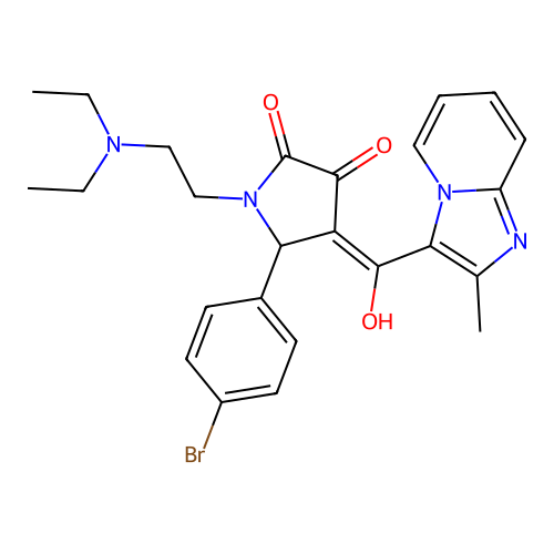 (4E)-5-(4-bromophenyl)-1-(2-diethylaminoethyl)-4-[hydroxy-(2-methylimidazo[1,2-a]pyridin-3-yl)methylidene]pyrrolidine-2,3-dione structure