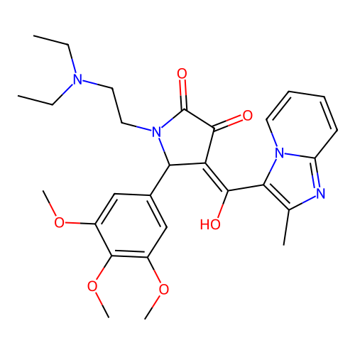 (4E)-1-(2-diethylaminoethyl)-4-[hydroxy-(2-methylimidazo[1,2-a]pyridin-3-yl)methylidene]-5-(3,4,5-trimethoxyphenyl)pyrrolidine-2,3-dione structure