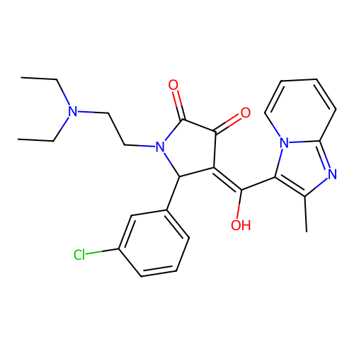 (4E)-5-(3-chlorophenyl)-1-(2-diethylaminoethyl)-4-[hydroxy-(2-methylimidazo[1,2-a]pyridin-3-yl)methylidene]pyrrolidine-2,3-dione structure