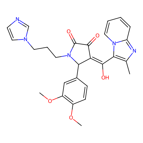 (4E)-5-(3,4-dimethoxyphenyl)-4-[hydroxy-(2-methylimidazo[1,2-a]pyridin-3-yl)methylidene]-1-(3-imidazol-1-ylpropyl)pyrrolidine-2,3-dione structure