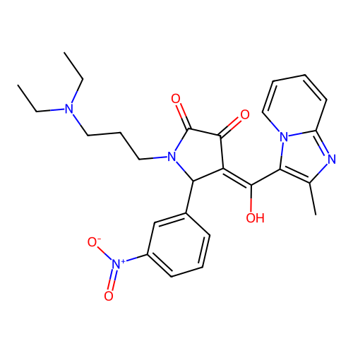 (4E)-1-[3-(diethylamino)propyl]-4-[hydroxy-(2-methylimidazo[1,2-a]pyridin-3-yl)methylidene]-5-(3-nitrophenyl)pyrrolidine-2,3-dione structure