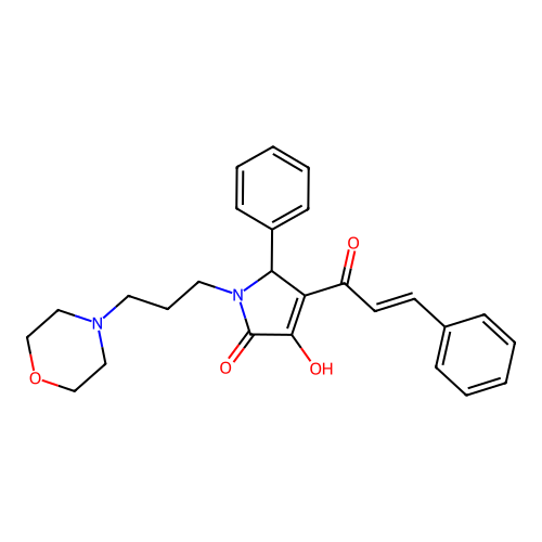4-hydroxy-1-(3-morpholin-4-ylpropyl)-2-phenyl-3-[(E)-3-phenylprop-2-enoyl]-2H-pyrrol-5-one structure
