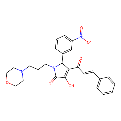 3-hydroxy-1-[3-(morpholin-4-yl)propyl]-5-(3-nitrophenyl)-4-[(2E)-3-phenylprop-2-enoyl]-1,5-dihydro-2H-pyrrol-2-one structure