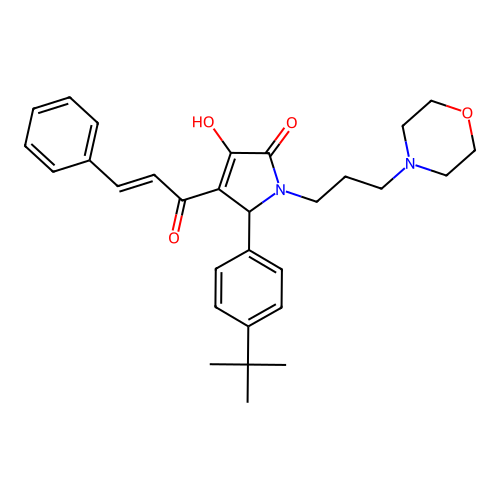 2-(4-tert-butylphenyl)-4-hydroxy-1-(3-morpholin-4-ylpropyl)-3-[(E)-3-phenylprop-2-enoyl]-2H-pyrrol-5-one structure