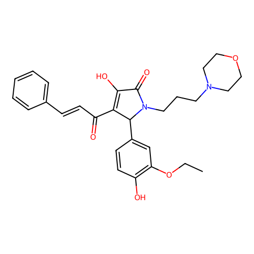 2-(3-ethoxy-4-hydroxyphenyl)-4-hydroxy-1-(3-morpholin-4-ylpropyl)-3-[(E)-3-phenylprop-2-enoyl]-2H-pyrrol-5-one structure