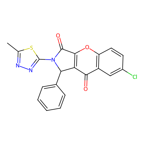 7-chloro-2-(5-methyl-1,3,4-thiadiazol-2-yl)-1-phenyl-1,2-dihydrochromeno[2,3-c]pyrrole-3,9-dione structure