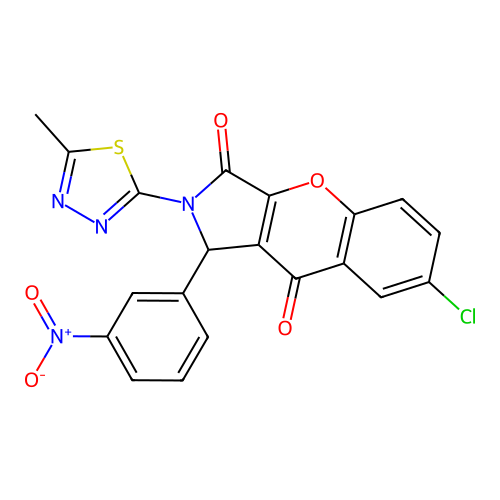 7-chloro-2-(5-methyl-1,3,4-thiadiazol-2-yl)-1-(3-nitrophenyl)-1,2-dihydrochromeno[2,3-c]pyrrole-3,9-dione structure