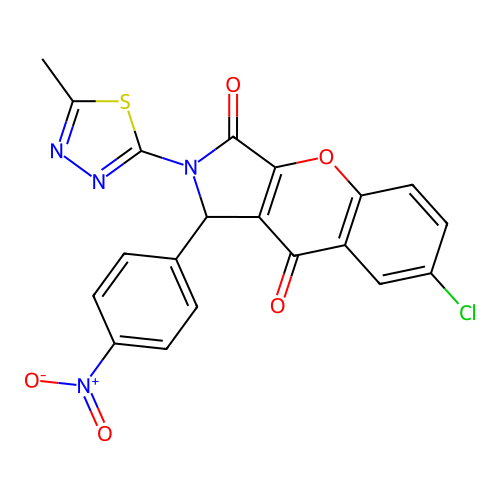 7-chloro-2-(5-methyl-1,3,4-thiadiazol-2-yl)-1-(4-nitrophenyl)-1,2-dihydrochromeno[2,3-c]pyrrole-3,9-dione structure