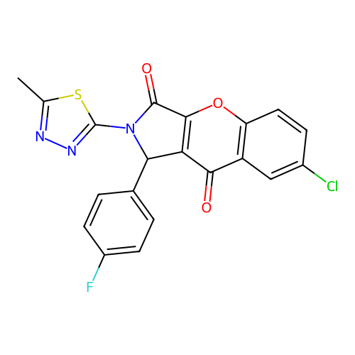 7-chloro-1-(4-fluorophenyl)-2-(5-methyl-1,3,4-thiadiazol-2-yl)-1,2-dihydrochromeno[2,3-c]pyrrole-3,9-dione structure