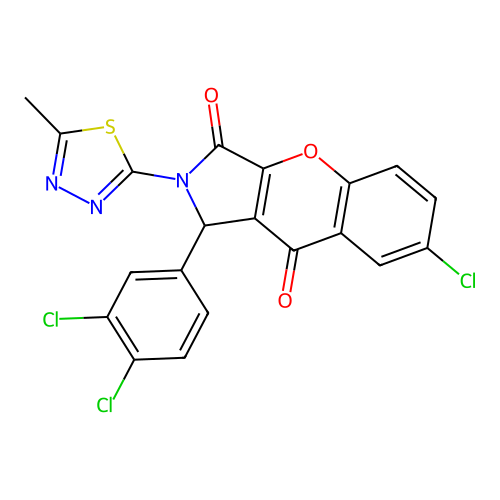 7-chloro-1-(3,4-dichlorophenyl)-2-(5-methyl-1,3,4-thiadiazol-2-yl)-1,2-dihydrochromeno[2,3-c]pyrrole-3,9-dione structure