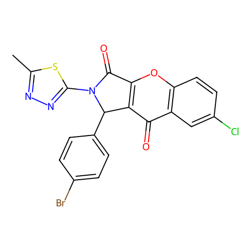 1-(4-bromophenyl)-7-chloro-2-(5-methyl-1,3,4-thiadiazol-2-yl)-1,2-dihydrochromeno[2,3-c]pyrrole-3,9-dione structure