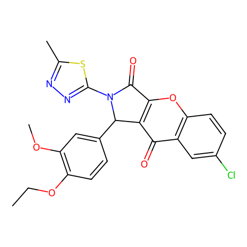 7-chloro-1-(4-ethoxy-3-methoxyphenyl)-2-(5-methyl-1,3,4-thiadiazol-2-yl)-1,2-dihydrochromeno[2,3-c]pyrrole-3,9-dione structure