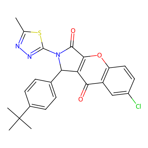 1-(4-(tert-butyl)phenyl)-7-chloro-2-(5-methyl-1,3,4-thiadiazol-2-yl)-1,2-dihydrochromeno[2,3-c]pyrrole-3,9-dione structure