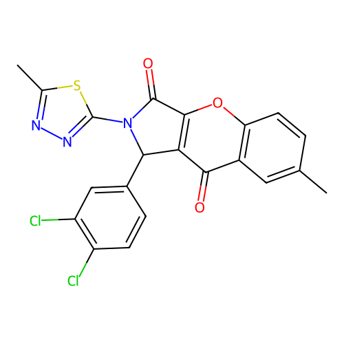 1-(3,4-dichlorophenyl)-7-methyl-2-(5-methyl-1,3,4-thiadiazol-2-yl)-1,2-dihydrochromeno[2,3-c]pyrrole-3,9-dione structure