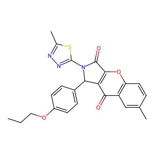 7-methyl-2-(5-methyl-1,3,4-thiadiazol-2-yl)-1-(4-propoxyphenyl)-1,2-dihydrochromeno[2,3-c]pyrrole-3,9-dione structure