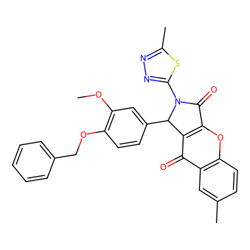 1-(3-methoxy-4-phenylmethoxyphenyl)-7-methyl-2-(5-methyl-1,3,4-thiadiazol-2-yl)-1H-chromeno[2,3-c]pyrrole-3,9-dione structure