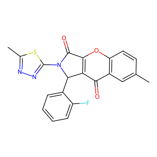 1-(2-fluorophenyl)-7-methyl-2-(5-methyl-1,3,4-thiadiazol-2-yl)-1,2-dihydrochromeno[2,3-c]pyrrole-3,9-dione structure