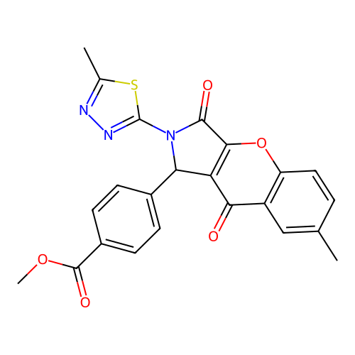 methyl 4-[7-methyl-2-(5-methyl-1,3,4-thiadiazol-2-yl)-3,9-dioxo-1,2,3,9-tetrahydrochromeno[2,3-c]pyrrol-1-yl]benzoate structure