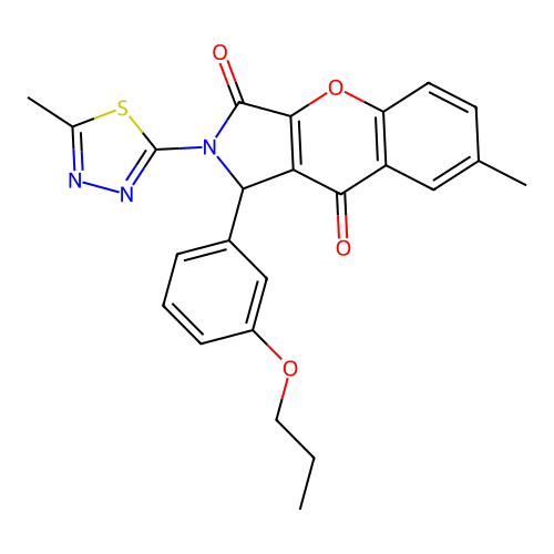 7-methyl-2-(5-methyl-1,3,4-thiadiazol-2-yl)-1-(3-propoxyphenyl)-1,2-dihydrochromeno[2,3-c]pyrrole-3,9-dione structure
