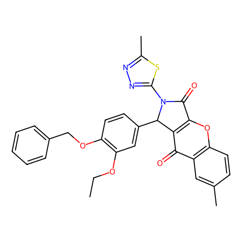 1-[4-(benzyloxy)-3-ethoxyphenyl]-7-methyl-2-(5-methyl-1,3,4-thiadiazol-2-yl)-1,2-dihydrochromeno[2,3-c]pyrrole-3,9-dione structure