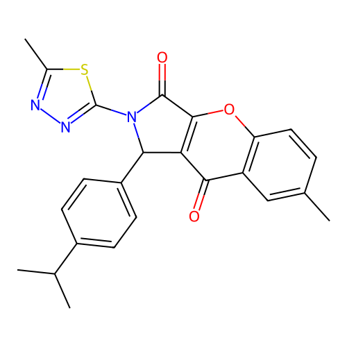 1-(4-isopropylphenyl)-7-methyl-2-(5-methyl-1,3,4-thiadiazol-2-yl)-1,2-dihydrochromeno[2,3-c]pyrrole-3,9-dione structure