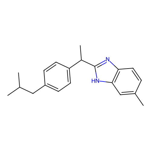 5-methyl-2-{1-[4-(2-methylpropyl)phenyl]ethyl}-1H-benzimidazole structure