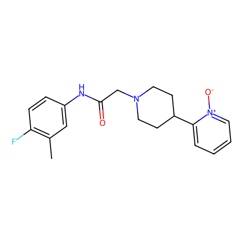 N-(4-fluoro-3-methyl-phenyl)-2-[4-(1-oxidopyridin-6-yl)-1-piperidyl]acetamide structure