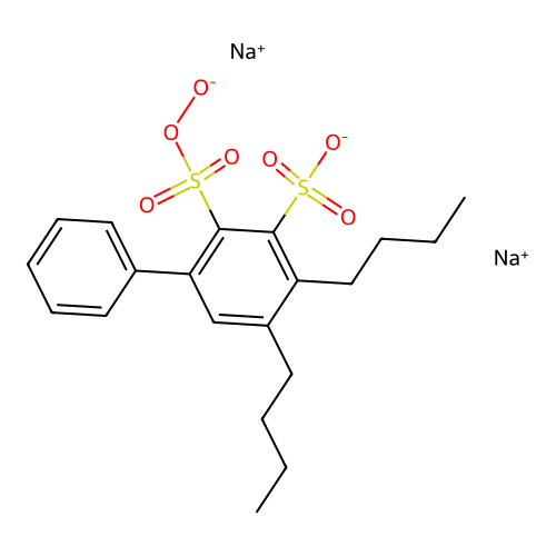 (1,1'-Biphenyl)disulfonic acid, dibutyl-2-hydroxy-, disodium salt structure