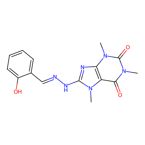 8-[2-[(2-Hydroxyphenyl)methylidene]hydrazinyl]-1,3,7-trimethylpurine-2,6-dione structure