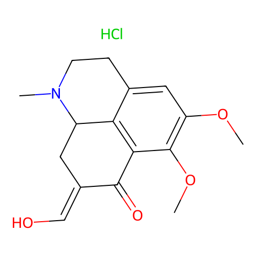 7-Hydroxy-5,6-dimethoxy-1-methyl-2,3,9,9a-tetrahydro-1H-benzo(de)chinolin-8-carboxaldehyde HCl structure