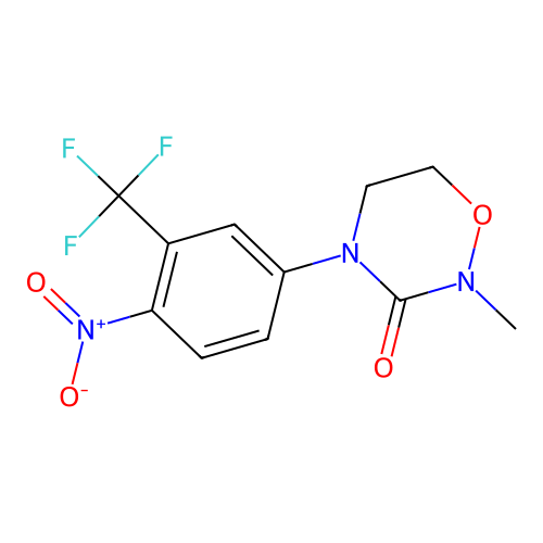 Dihydro-2-methyl-4-(4-nitro-3-(trifluoromethyl)phenyl)-2H-1,2,4-oxadiazin-3(4H)-one structure