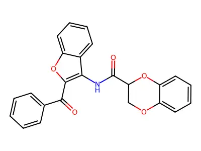 N-(2-benzoyl-1-benzofuran-3-yl)-2,3-dihydro-1,4-benzodioxine-2-carboxamide structure