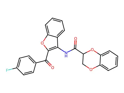 N-[2-(4-fluorobenzoyl)-1-benzofuran-3-yl]-2,3-dihydro-1,4-benzodioxine-2-carboxamide structure