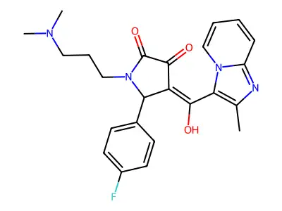 (4E)-1-[3-(dimethylamino)propyl]-5-(4-fluorophenyl)-4-[hydroxy-(2-methylimidazo[1,2-a]pyridin-3-yl)methylidene]pyrrolidine-2,3-dione structure