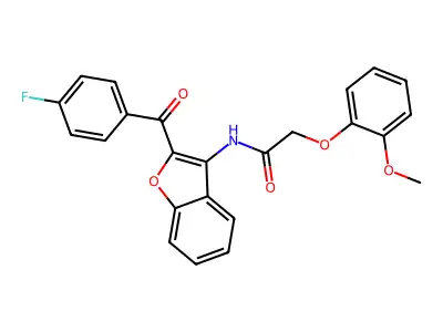 N-[2-(4-fluorobenzoyl)-1-benzofuran-3-yl]-2-(2-methoxyphenoxy)acetamide structure