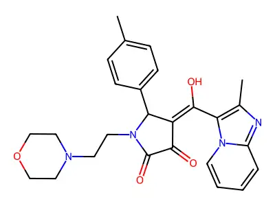 3-hydroxy-4-{2-methylimidazo[1,2-a]pyridine-3-carbonyl}-5-(4-methylphenyl)-1-[2-(morpholin-4-yl)ethyl]-2,5-dihydro-1H-pyrrol-2-one structure