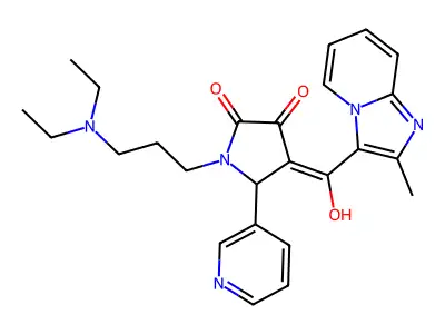 1-[3-(diethylamino)propyl]-3-hydroxy-4-{2-methylimidazo[1,2-a]pyridine-3-carbonyl}-5-(pyridin-3-yl)-2,5-dihydro-1H-pyrrol-2-one structure