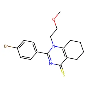 2-(4-Bromophenyl)-1-(2-methoxyethyl)-5,6,7,8-tetrahydroquinazoline-4-thione structure