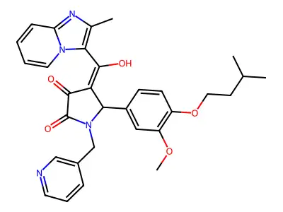 1,5-Dihydro-3-hydroxy-5-[3-methoxy-4-(3-methylbutoxy)phenyl]-4-[(2-methylimidazo[1,2-a]pyridin-3-yl)carbonyl]-1-(3-pyridinylmethyl)-2H-pyrrol-2-one structure