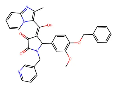 1,5-Dihydro-3-hydroxy-5-[3-methoxy-4-(phenylmethoxy)phenyl]-4-[(2-methylimidazo[1,2-a]pyridin-3-yl)carbonyl]-1-(3-pyridinylmethyl)-2H-pyrrol-2-one structure