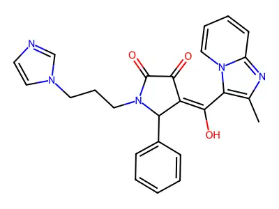 3-hydroxy-1-[3-(1H-imidazol-1-yl)propyl]-4-{2-methylimidazo[1,2-a]pyridine-3-carbonyl}-5-phenyl-2,5-dihydro-1H-pyrrol-2-one structure