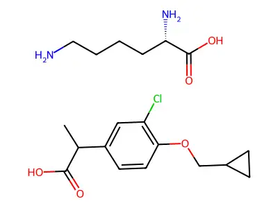 Hydratropic acid, 3-chloro-4-cyclopropylmethoxy-, lysine salt (D,L) structure