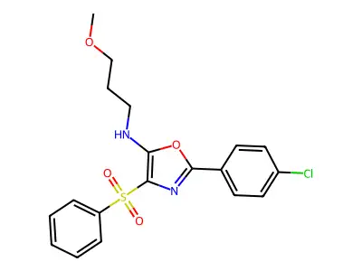 4-(benzenesulfonyl)-2-(4-chlorophenyl)-N-(3-methoxypropyl)-1,3-oxazol-5-amine structure