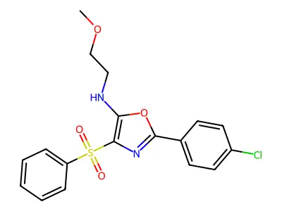 4-(benzenesulfonyl)-2-(4-chlorophenyl)-N-(2-methoxyethyl)-1,3-oxazol-5-amine structure