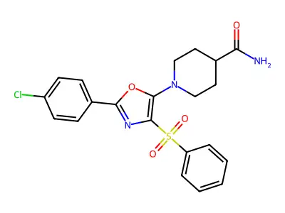 1-[4-(benzenesulfonyl)-2-(4-chlorophenyl)-1,3-oxazol-5-yl]piperidine-4-carboxamide structure