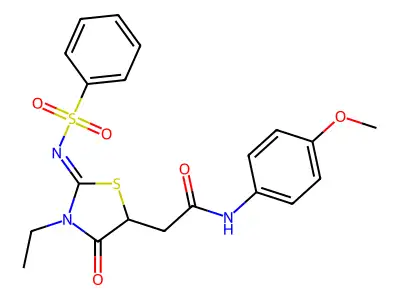 2-[2-(benzenesulfonylimino)-3-ethyl-4-oxo-1,3-thiazolidin-5-yl]-N-(4-methoxyphenyl)acetamide structure