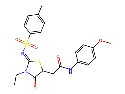 2-[(2E)-3-ETHYL-2-[(4-METHYLBENZENESULFONYL)IMINO]-4-OXO-1,3-THIAZOLIDIN-5-YL]-N-(4-METHOXYPHENYL)ACETAMIDE structure