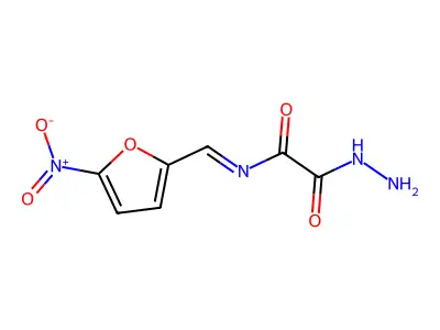 2-hydrazinyl-N-[(5-nitrofuran-2-yl)methylidene]-2-oxoacetamide structure