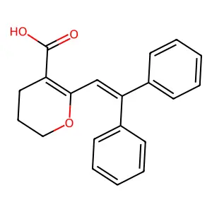 6-(2,2-diphenylethenyl)-3,4-dihydro-2H-pyran-5-carboxylic acid structure